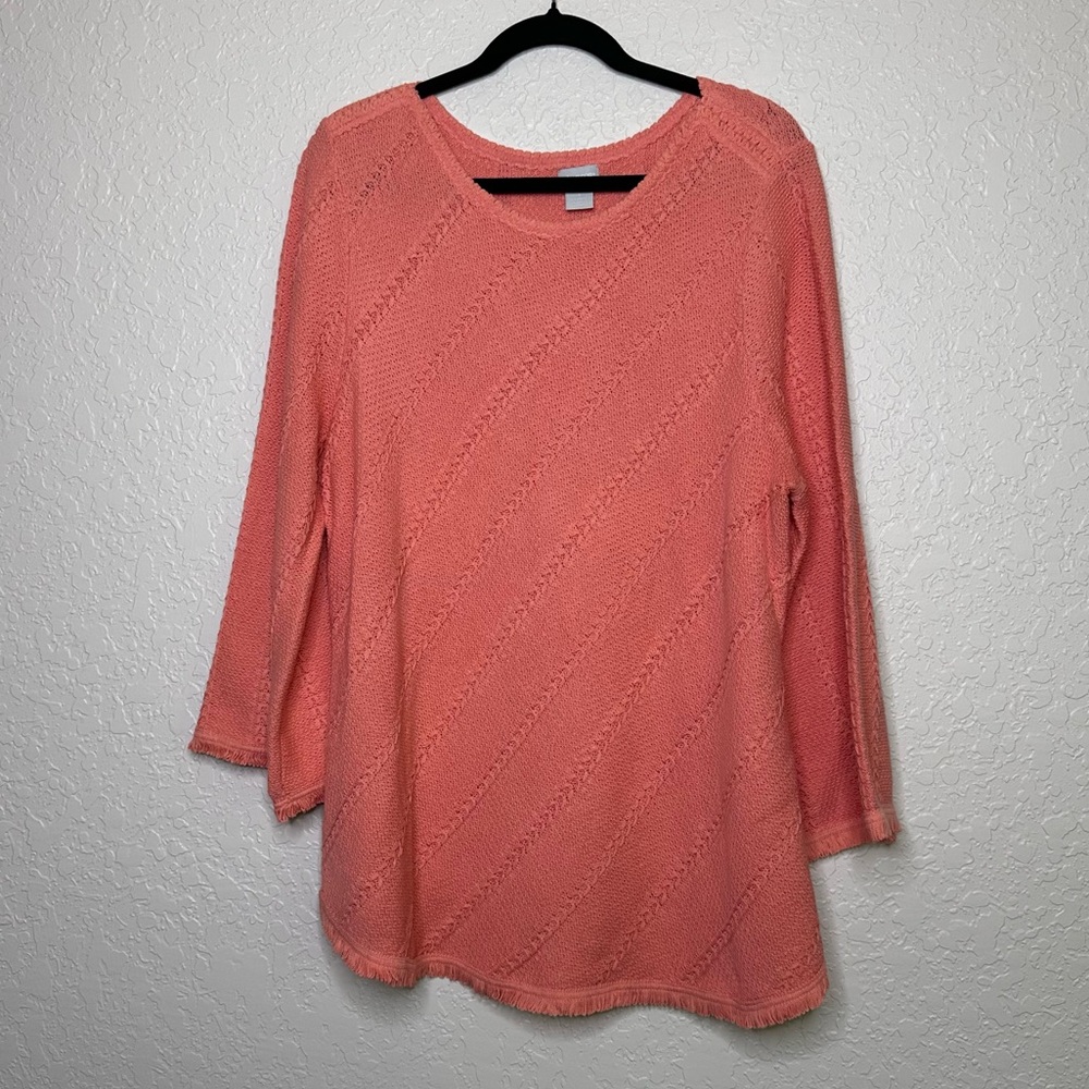 Chico's Coral Pink Women’s Knit Lightweight Pullover Sweater Size XL